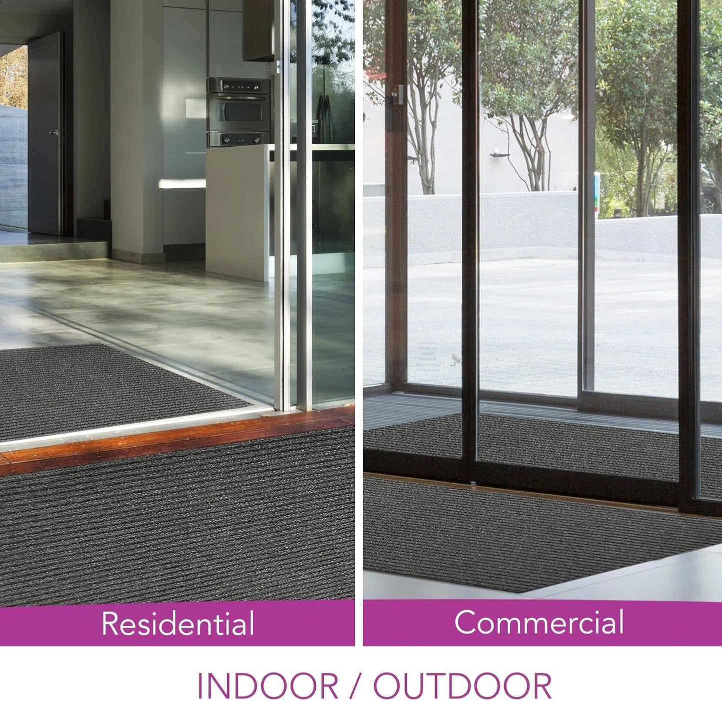 iCustomRug Spartan Weather Warrior Duty Indoor/Outdoor Utility Ribbed in 3ft,4ft,6ft Widths 70 Custom Sizes with Natural Non-Slip Rubber Backing 4'X20' in Charcoal