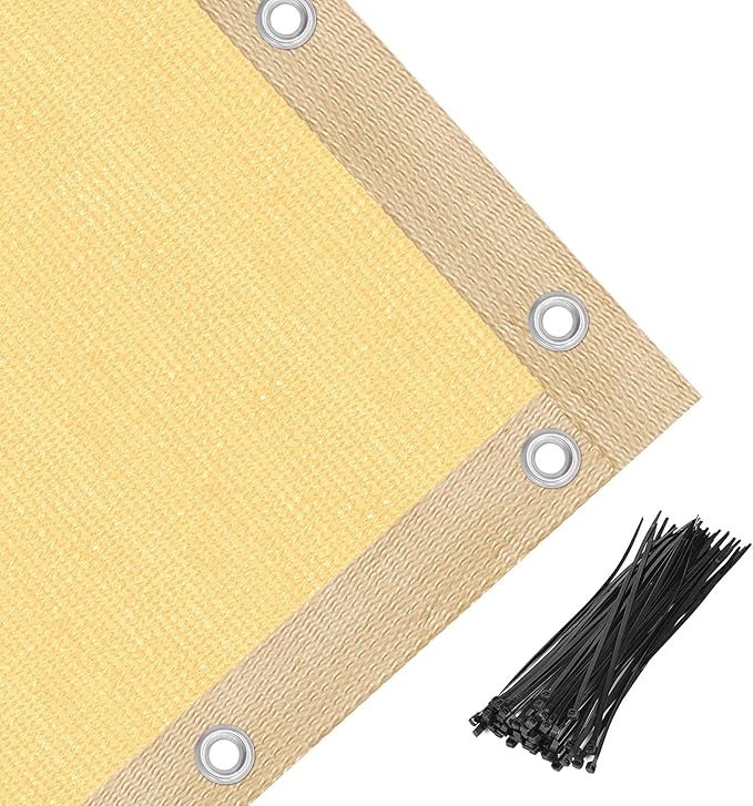 Amagenix 90% Shade Fabric 7'X 23' Sand Sun Shade Cloth with Grommets for Pergola Replacement Shade Cover Canopy, Heavy Duty, Cable Zip Ties Included (We Customized)