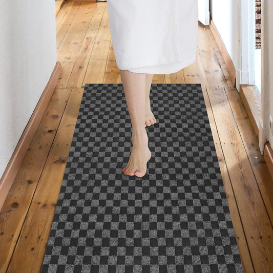 Custom Size Backed Non-Slip Area Rugs Runner, Easy Clean, Waterproof Runner Rugs for Hallway Entryway, Kitchen, Laundry, 4FT x 10FT, Gray Checkered