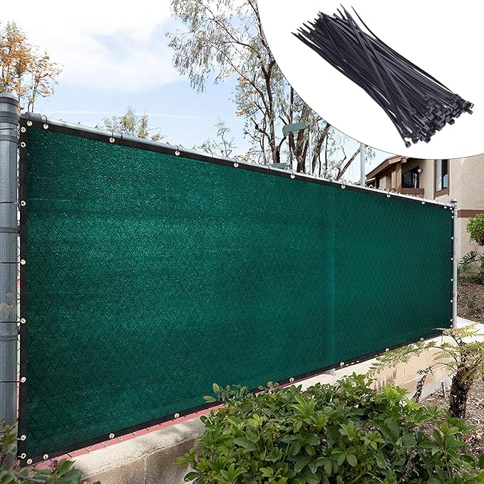 Royal Shade Custom Size 6' x 106' Green Fence Privacy Screen Windscreen Cover Netting Mesh Fabric Cloth - Cable Zip Ties Included (We Make Custom Size)