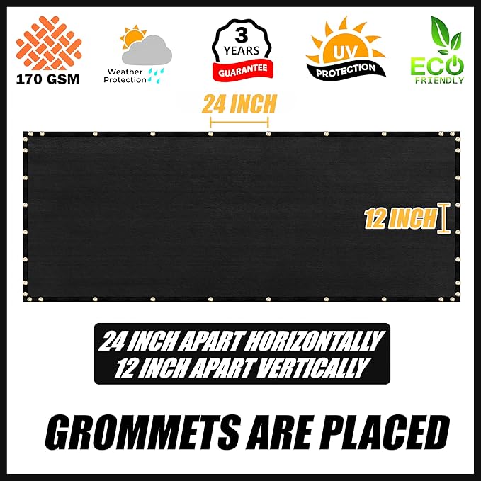 Royal Shade Custom Size 6' x 57' Black Fence Privacy Screen Windscreen Cover Netting Mesh Fabric Cloth - Cable Zip Ties Included (We Make Custom Size)