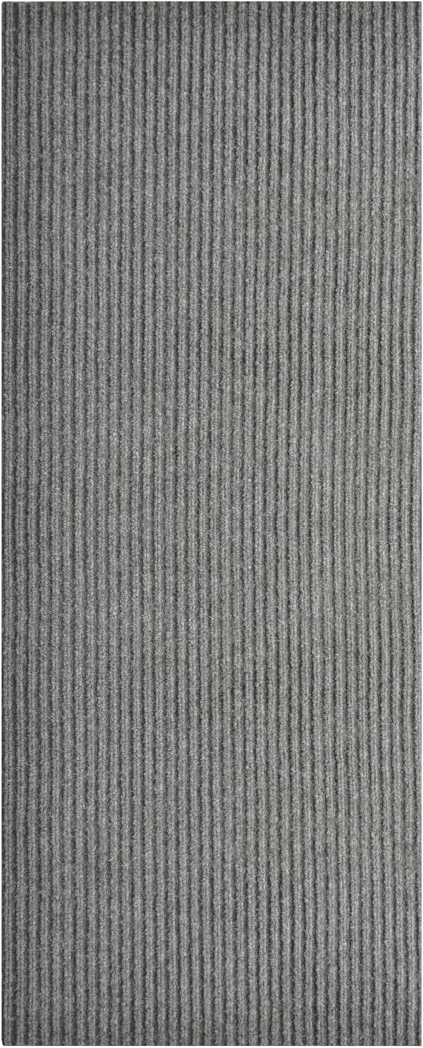 iCustomRug Spartan Weather Warrior Indoor/Outdoor Utility Ribbed Carpet Runner with Non-Slip Thermoplastic Rubber Backing, 3ft X 36ft in Grey