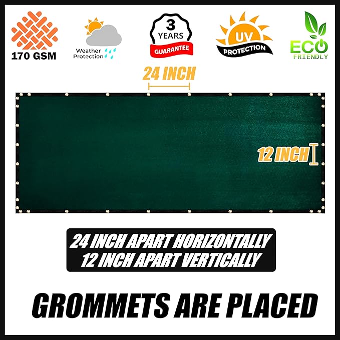 Royal Shade Custom Size 5' x 31' Green Fence Privacy Screen Windscreen Cover Netting Mesh Fabric Cloth - Cable Zip Ties Included (We Make Custom Size)