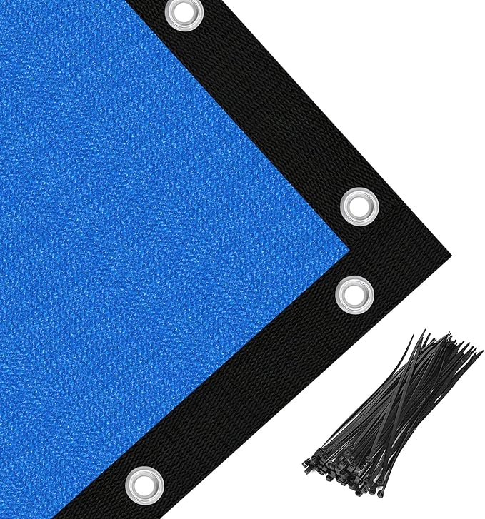 Amagenix 90% Pergola Shade Cover 7' X 11' Sun Shade Cloth with Grommets for Outdoor Garden Patio Porch, Commercial Grade 200 GSM - Cable Zip Ties Included (We Customized) GN108, Blue