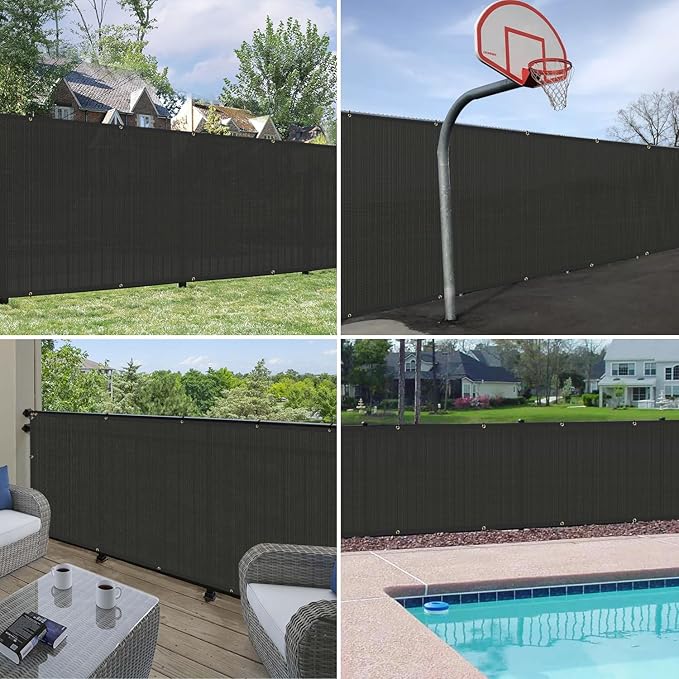Windscreen4less Privacy Fence Screen Heavy Duty Windscreen Fencing Mesh Fabric Shade Net Cover with Brass Grommtes for Outdoor Wall Garden Yard Pool Deck, 8'x171' Black