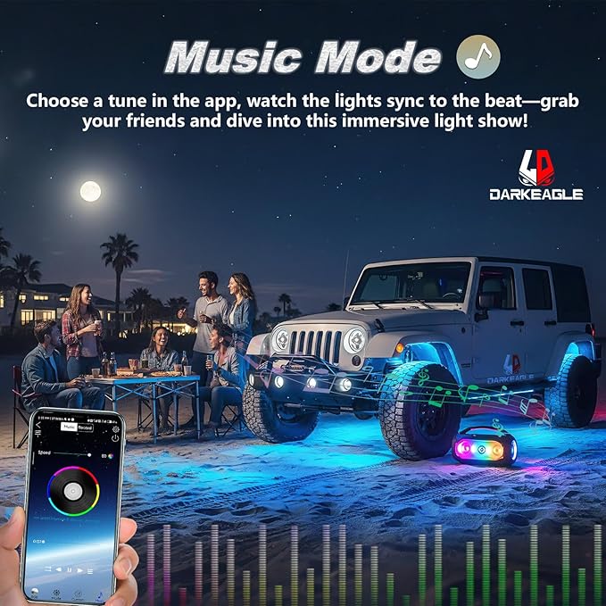 6Pods Segmented RGB LED Rock Lights Kit for ATV UTV 4 Wheeler Can-Am SXS RZR Side By Side Offroad Golf Cart with APP/RF Remote, Multicolor Underglow Accent Light Waterproof Vehicle Music 12V Underbody