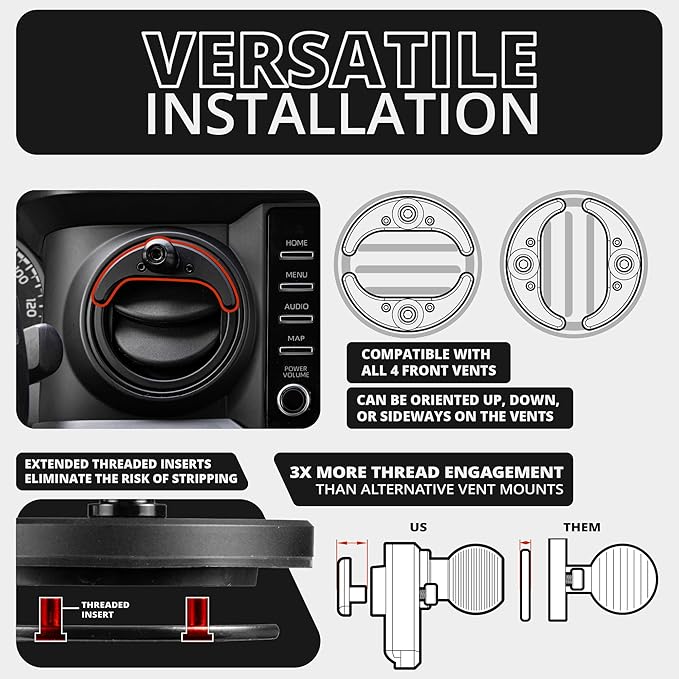 Tackform LINK Vent Phone Mount Compatible with 2016-2023 Toyota Tacoma and 2014-2021 Toyota Tundra | Aluminum | Zero Slip | Universal Magnetic Phone Holder | 2" Arm | Orange | (NOT MAGSAFE Compatible)