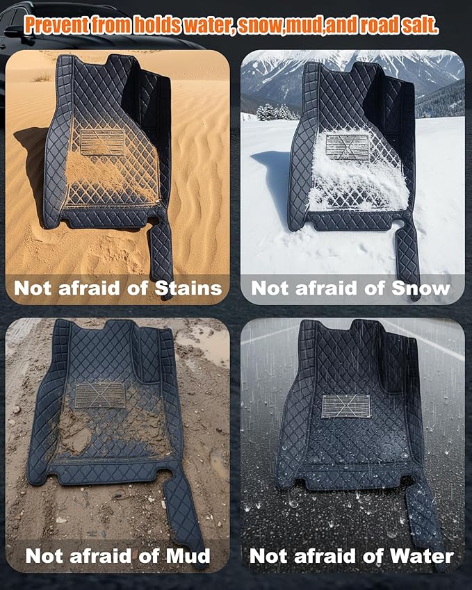 All-Weather car Floor MATS-Suitable for 99% of car Models,Leather car mat, offering Personalized Embroidery and Multiple Color Options,Provide Protection for car Rug (Dark Brown)