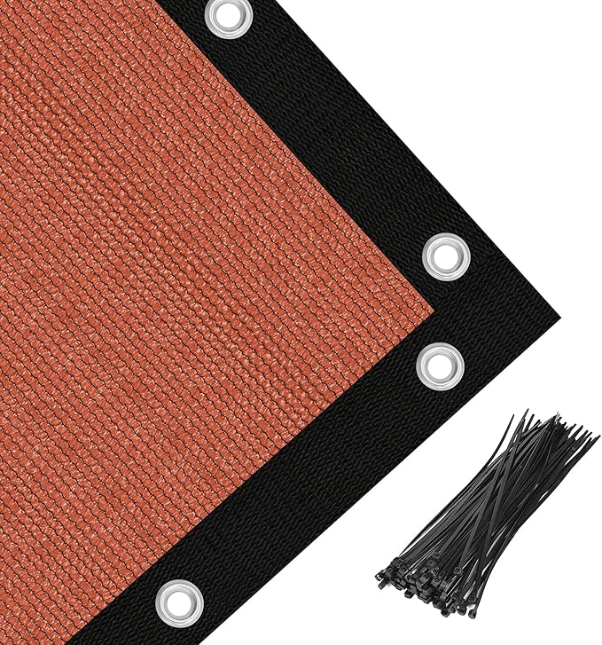 Amagenix 90% Pergola Shade Cover 4' X 18' Sun Shade Cloth with Grommets for Outdoor Garden Patio Porch, Commercial Grade 200 GSM - Cable Zip Ties Included (We Customized) GN108, Rust Red