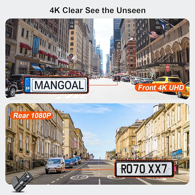 Mangoal Front 4K & Rear 1080P Dash Cam Custom for Volvo XC90 2023 2024 2025 2026(Model B),B5 B6 T8,Integrated OEM Look,UHD 2160P Video,WiFi & App, Loop Recording, Easy to Install,128GB Card