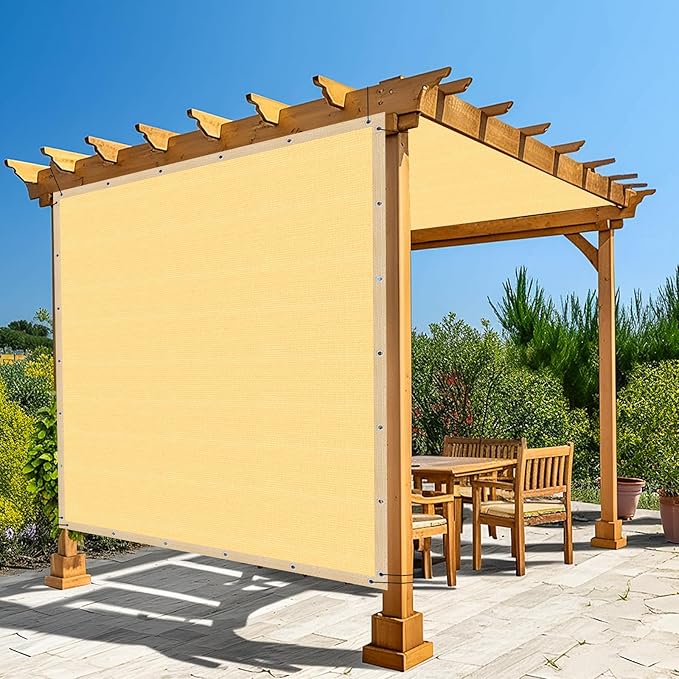 Amagenix 90% Shade Fabric 9'X 19' Sand Sun Shade Cloth with Grommets for Pergola Replacement Shade Cover Canopy, Heavy Duty, Cable Zip Ties Included (We Customized)
