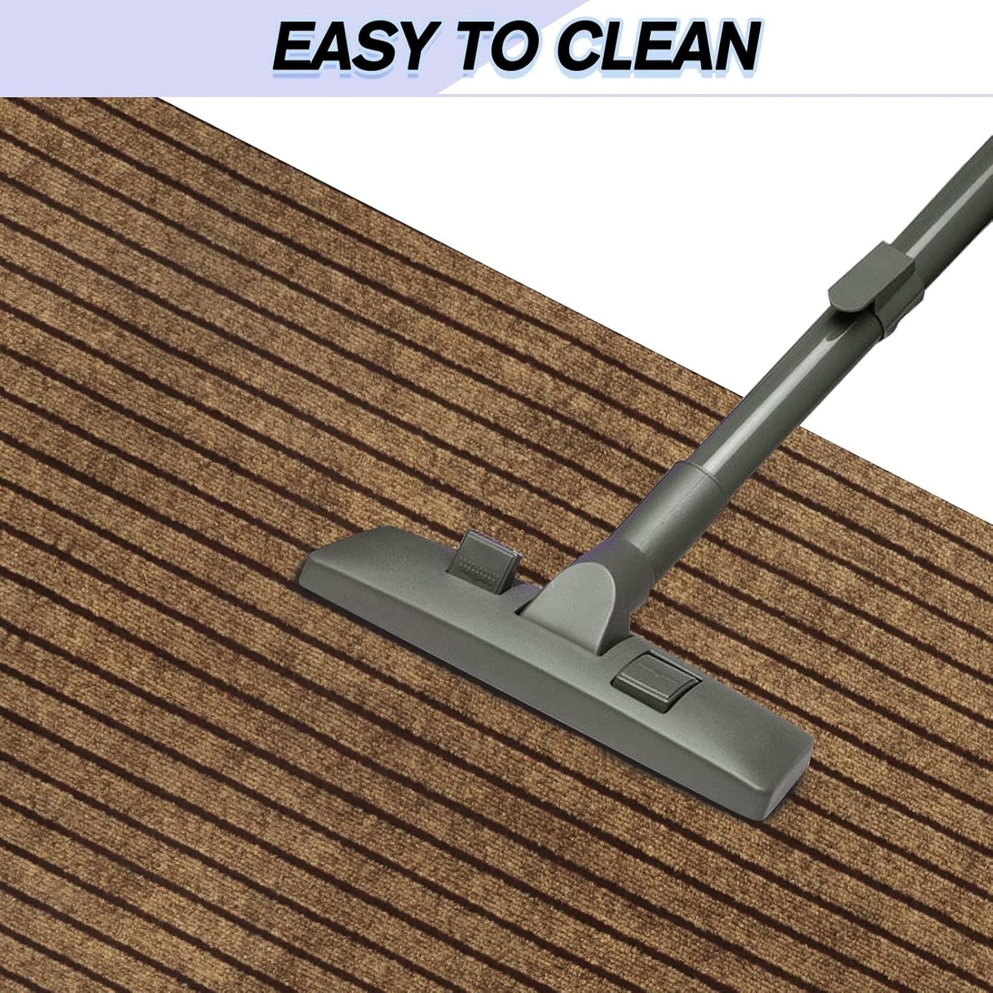 Custom Size Backed Non-Slip Area Rugs Runner, Easy Clean, Waterproof Runner Rugs for Hallway Entryway, Kitchen, Laundry, 3FT x 74FT, Brown Stripe