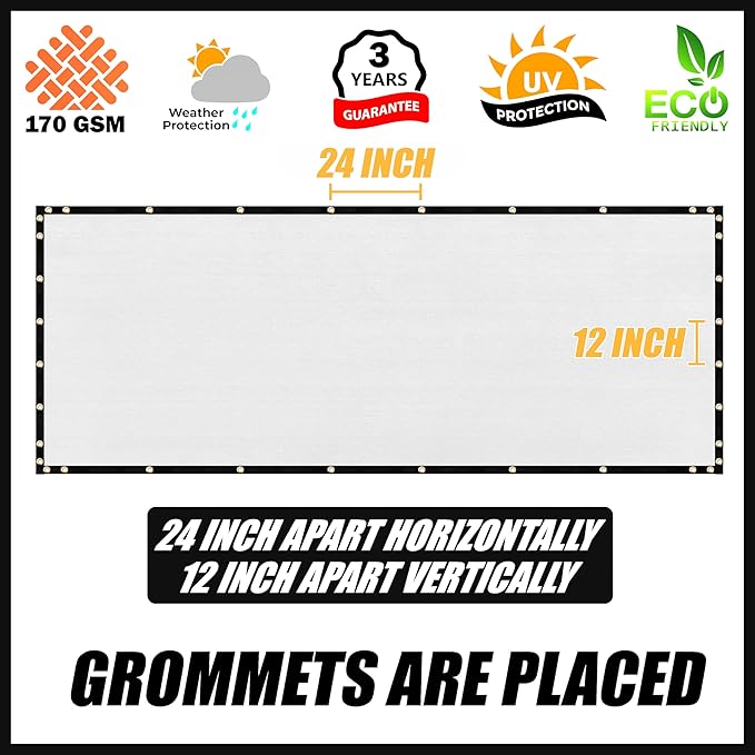 Royal Shade Custom Size 6' x 193' White Fence Privacy Screen Windscreen Cover Netting Mesh Fabric Cloth - Cable Zip Ties Included (We Make Custom Size)
