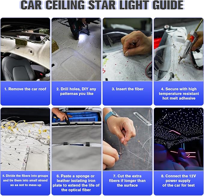 16W Twinkle Starlight Headliner Kit, 550pcs*0.03in*9.8ft Fiber Optic Strands Bluetooth APP/Remote/Music Control, RGBW Car Star Ceiling Light Kit+Adapter+Plug for Car/Home/Theater