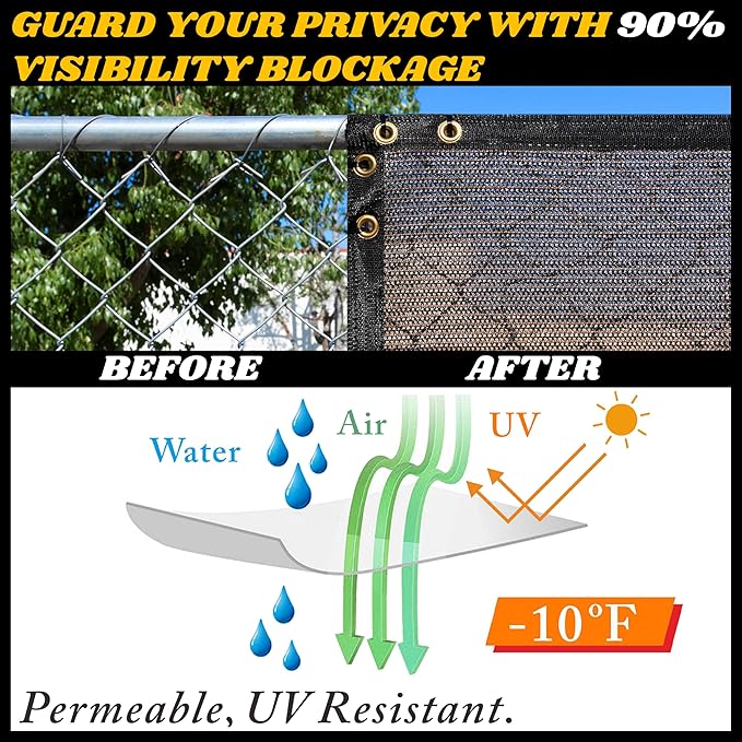 Royal Shade Custom Size 6' x 133' Brown Fence Privacy Screen Windscreen Cover Netting Mesh Fabric Cloth - Cable Zip Ties Included (We Make Custom Size)
