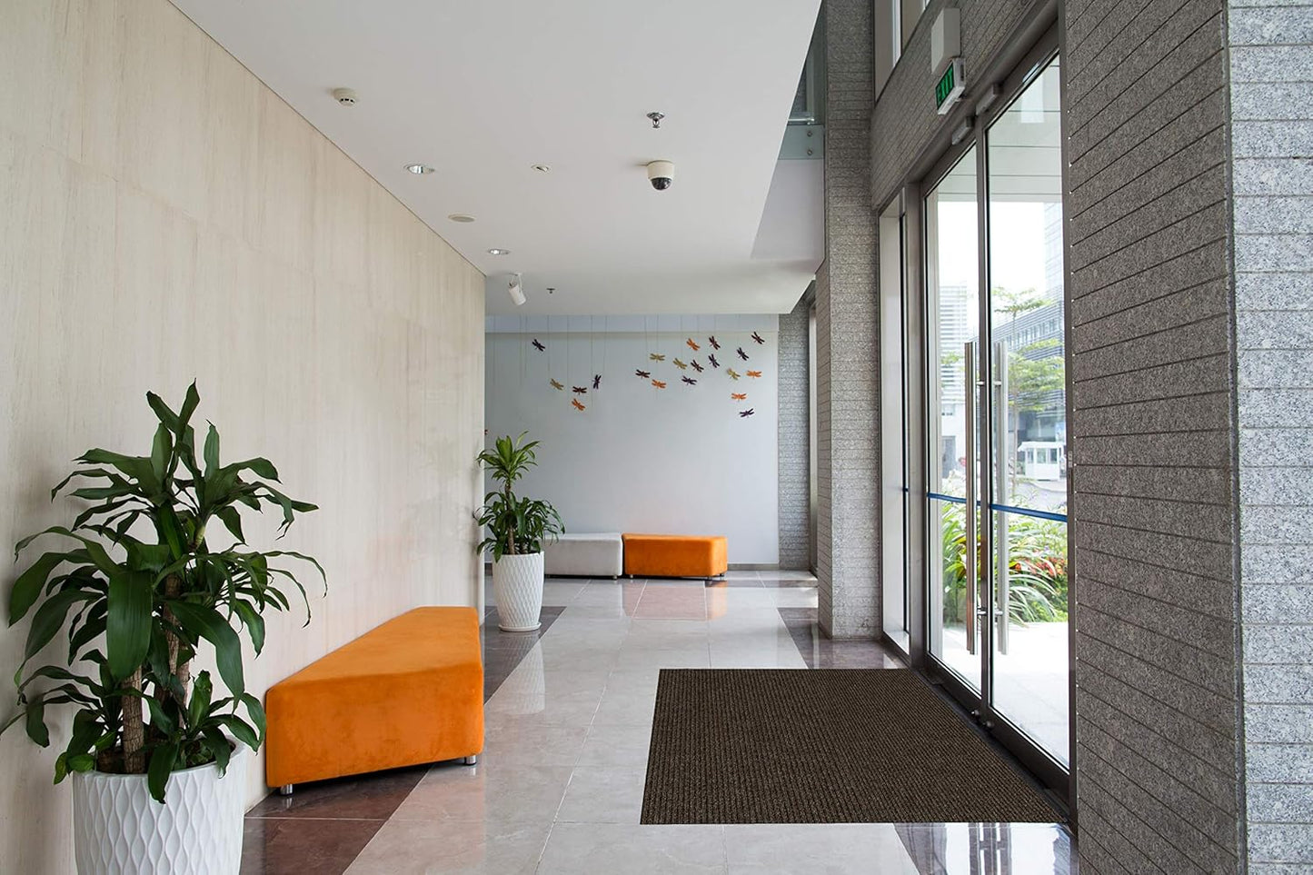 KOECKRITZ Heavy Duty Durable All Weather Indoor/Outdoor Non Slip Entrance Mat Rugs and Runners for Office Business Building Home Garage Front Door (3' x 18', Brick)