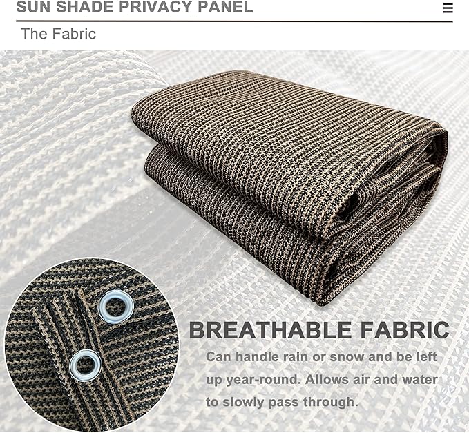 Sun Shade Privacy Panel with Grommets on 4 Sides for Patio, Awning, Window Cover, Pergola or Gazebo (Mocha Brown, 8' x 5')