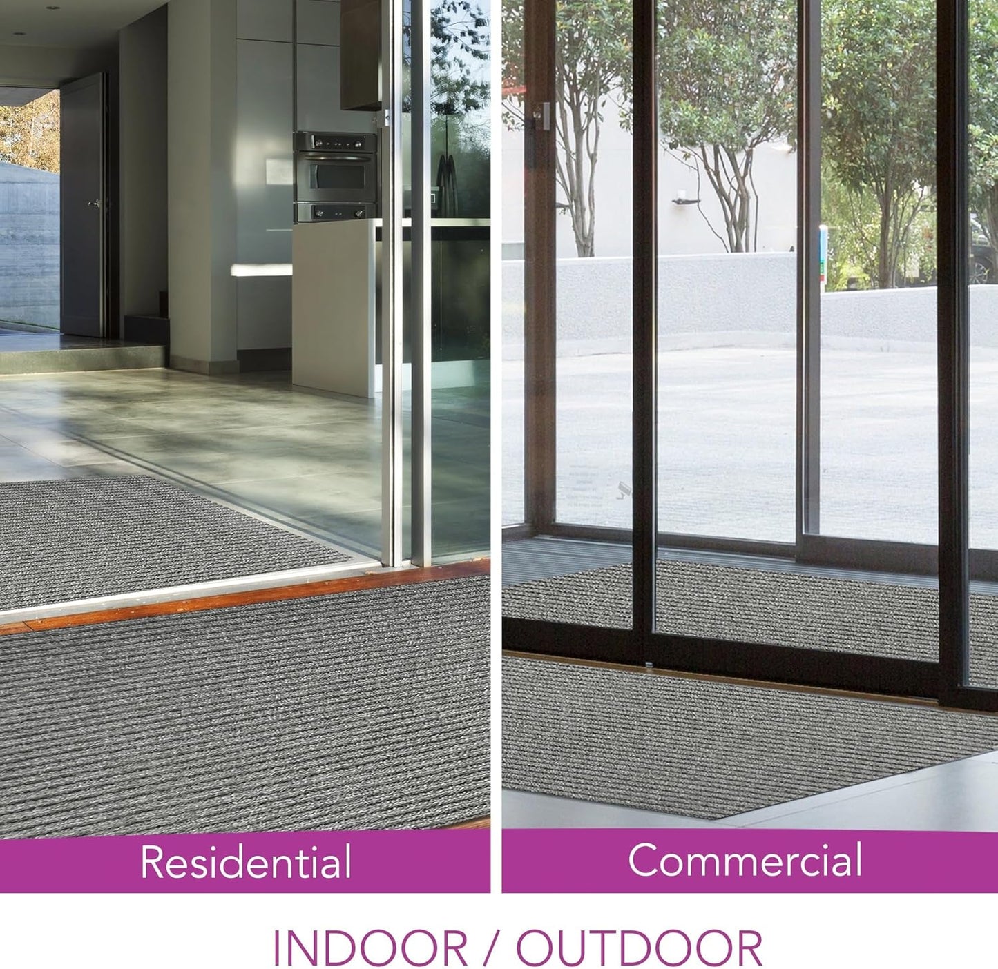 iCustomRug Spartan Weather Warrior Duty Indoor/Outdoor Utility Ribbed in 3ft,4ft,6ft Widths 70 Custom Sizes with Natural Non-Slip Rubber Backing 4'X24' in Grey