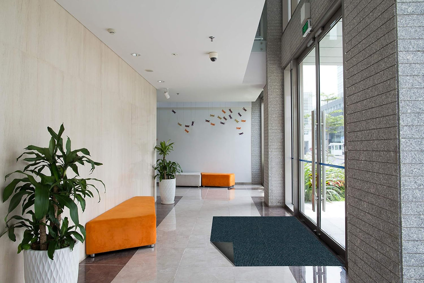 KOECKRITZ Heavy Duty Durable All Weather Indoor/Outdoor Non Slip Entrance Mat Rugs and Runners for Office Business Building Home Garage Front Door (4' X 15', Blue)
