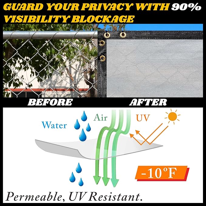 Royal Shade Custom Size 6' x 161' Grey Fence Privacy Screen Windscreen Cover Netting Mesh Fabric Cloth - Cable Zip Ties Included (We Make Custom Size)