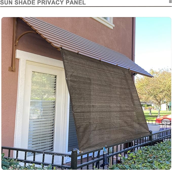 Alion Home Sun Shade Privacy Panel with Grommets and Hems on 4 Sides for Patio, Awning, Window, Pergola or Gazebo - Mocha Brown (8' x 4')