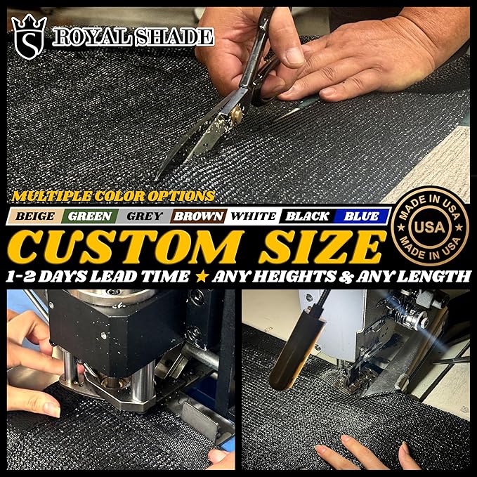 Royal Shade Custom Size 5' x 151' Beige Fence Privacy Screen Windscreen Cover Netting Mesh Fabric Cloth - Cable Zip Ties Included (We Make Custom Size)