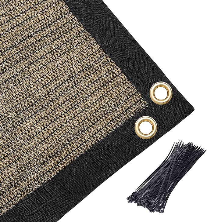 Amagenix 90% Shade Fabric 18'X 22' Mocha Sun Shade Cloth with Grommets for Pergola Replacement Shade Cover Canopy, Heavy Duty, Cable Zip Ties Included (We Customized)